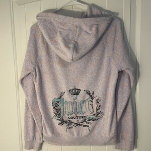 Juicy Couture Y2K purple lilac rhinestone velour zip up sweatshirt size …